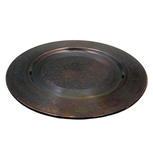 Best-seller Fer Rond Chargeur Plaque Gravure Nickel Antique Plaqué Argent Couleur Plats & Assiettes Pour Servir Au Restaurant en vrac - Product Image 3