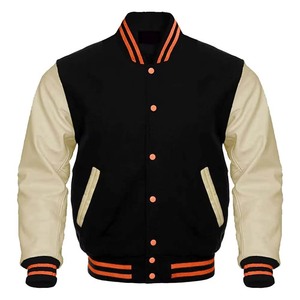 Chaqueta Universitaria de Béisbol Estilo Letterman, Mangas de Cuero, Cuerpo de Lana, Colores de Equipo de Invierno, Opción de Logotipo Personalizado - Product Image 1