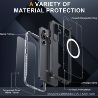Étui antichoc double face sans fil avec anneau magnétique, protection intégrale 360° en verre trempé 9H TPU+PC de qualité supérieure