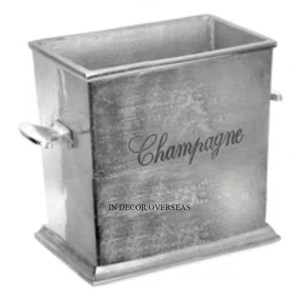 Luxurious Quality Leather Covered Silver Shiny Polished Prime Quality Metal Made Large Size Ice And <b>Wine</b> Bucket With Handles - Product Image 6