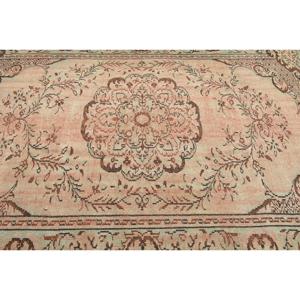 Tapis turc vintage, grand tapis de 6,1 x 9,1 pieds, tapis brun et vert à bords contrastés - Product Image 5