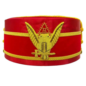 Royal Arch Chapter Crown Cap Red & Gold Masonic Regalia Hat Headwear Casquette maçonnique brodée York Rite Crown Cap ronpex - Product Image 1