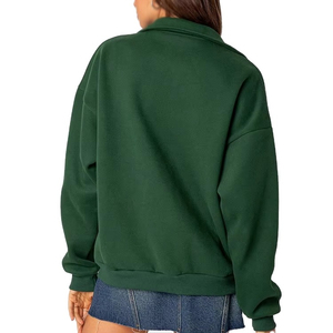 Casual Loose Fit nuevo peso pesado de algodón de lana de las mujeres de encargo de media cremallera Crop Jumper mujeres sudaderas con capucha y sudaderas con OEM - Product Image 5