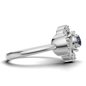 Luxury Blue <b>Sapphire</b> Gem Stone Halo <b>Ring</b> 18K <b>White</b> / Rose / Yellow Gold Natural Gemstone Engagement <b>Ring</b> Wholesale - Product Image 3