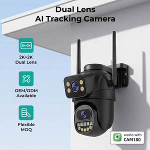 Caméra WiFi extérieure PTZ 2K avec suivi des personnes, caméra à double objectif, audio bidirectionnel, alarme de mouvement intelligente pour la maison, la cour et le jardin - Product Image 1