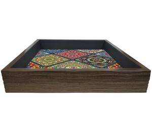 ถาดเสิร์ฟไม้06ถาดสำหรับตกแต่งโต๊ะ8x8นิ้วดีไซน์สำหรับบ้านสำนักงานและห้องครัว - Product Image 4