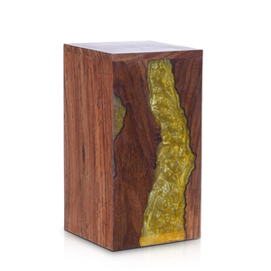 Handmade Rosewood Cremation Urn Yellow Resin Inlay Memorial <b>Keepsake</b> Cremation urns for Human And Pet <b>Ashes</b> - Product Image 4