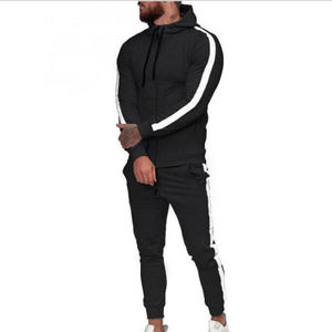 Dernier design Ensemble 2 pièces tendance pour hommes Pantalon de jogging décontracté Slim Fitness Sweats à capuche rayés Survêtement pour hommes - Product Image 5