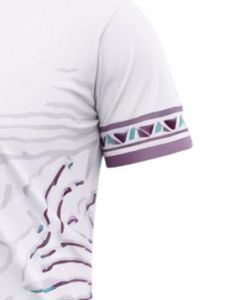 Conjunto de Camiseta y Pantalones Cortos de Fútbol Personalizados en Blanco, Verde Azulado y Morado, Transpirables, de Poliéster, para Entrenamiento, Partido, Ropa Deportiva de Equipo - Product Image 5