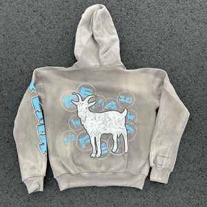 Zip Up Distressed Brodé AcidWash Sun Faded Distressed Sets Vintage Hoodie Sun fade Sets Sweatsuit Survêtements 100% Coton - Product Image 6