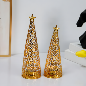 En vrac Métal Or Arbre De Noël Forme Photophore Bougeoir Pièce Maîtresse Pour La Maison Fête De Mariage Décorations De Table - Product Image 4