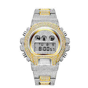Reloj de lujo de Plata de Ley 925 de diseño único para hombre, Diamante completo, moissanita helada con oro blanco, estilo HipHop, reloj antiguo - Product Image 3