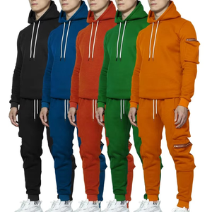 Todos los colores Hombres 100% Algodón Hecho a medida Diseño de carga personalizado Chándal de seis bolsillos Top y pantalón Chándales de fitness de alta calidad - Product Image 5