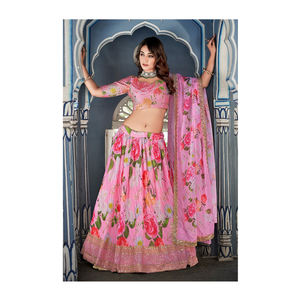 Beau et luxe créateur de mode nouvelle Collection séquence et broderie travail écrasé Chinon Lehenga Choli - Product Image 1