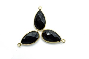 Colgante de ónix negro Natural chapado en oro hecho a mano con un solo bucle, fabricación de joyas DIY, bisel de piedras preciosas, dijes de joyería - Product Image 3