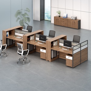 Modern Commercial Extendable Panel Cubicle Partition Desk Wood <b>Table</b> <b>Office</b> Workstation - Product Image 4
