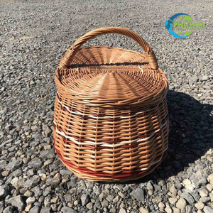Panier pique-nique en rotin de style vintage avec couvercle du Vietnam grand panier de récolte en osier léger excursions d'une journée - Product Image 2