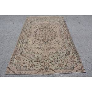 Tapis Turc Vintage Classique Marron Beige 4.8 X 7.5ft Grande Surface Patchwork Laine avec Support en Latex pour Couloir ou Chambre - Product Image 1