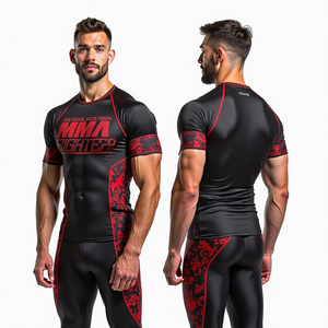 Manches longues MMA BJJ Kimono De Jiu Jitsu Style Formation Compression Rash Guard Résistant Aux UV Extensible Tissu Porter Compression - Product Image 1
