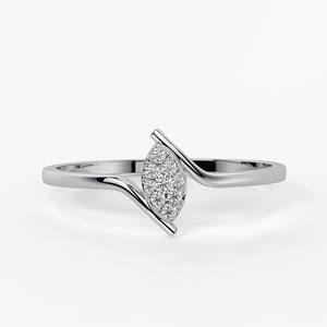 Bague élégante pour femme en argent sterling 925 avec micro-pavé, grappe de zircons cubiques taille marquise, bijou de mode quotidien, bande ondulée minimaliste - Product Image 2