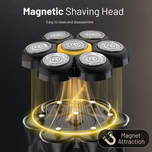 Afeitadora Eléctrica Recargable para Hombres Calvos, Impermeable, Uso en Seco y Húmedo, 7 Cabezales Rotatorios Flotantes, Kit de Aseo, Idioma de Funcionamiento Alemán - Product Image 4