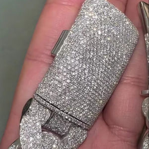 Iced Out Cuban Link Moissanite Pulsera Plata de Ley 925 Pulsera de eslabones cubanos HIP HOP personalizada - Product Image 2