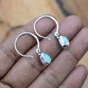 Ethiopian <b>Opal</b> Drop <b>Earrings</b> in 925 Sterling Silver Gold Plated Handmade Natural Gemstone Trendy Jewelry Gift for Easter - Product Image 5