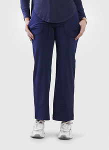 Pantalones Flayerd personalizados, pantalones acampanados informales deportivos de cintura alta azules para fitness, pantalones ajustados de yoga desnudos de nueve puntos para mujer - Product Image 5