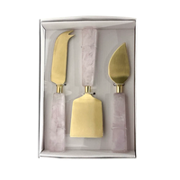 Vente en gros service à fromage en laiton qualité standard couteau à fromage en laiton avec manche en résine personnalisé 3 pièces boîte d'emballage
