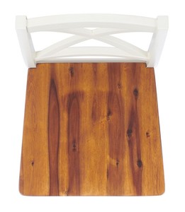 Chaise de salle à manger simple en teck massif avec cadre blanc et assises de couleur naturelle pour une utilisation intérieure et extérieure - Product Image 5