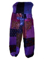 Approvisionnement d'usine 100% coton Patchwork femmes pantalon décontracté été élastique décoré avec Logo lavé techniques de l'Inde