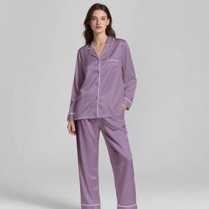 Elegante Conjunto de Pijama de Seda Satén de Lujo para Mujer, Ropa de Dormir Suave y Transpirable para Verano/Primavera - Product Image 1