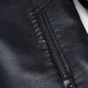 Chaqueta de Cuero para Hombre Personalizada al por Mayor de Alta Calidad, Estilo Bomber, Casual, Invierno, Cuello Alto, Transpirable, OEM 2025 - Product Image 6