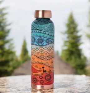 Bouteille en cuivre imprimée émaillée pour le stockage de jus de fruits, ustensiles de cuisine, boissons, avantages pour la santé, eau en cuivre décorative - Product Image 5