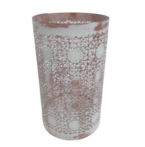 Support votif rond en fer Design fantaisie blanc avec pot Anti-bougie en cuivre pour salon et décoration de table à la main - Product Image 2