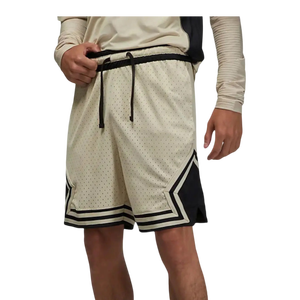 Shorts de basket-ball beiges pour hommes avec panneaux latéraux noirs, shorts de sport en maille respirante, logo personnalisé, vêtements d'entraînement de gym - Product Image 3