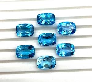 10X14มม. เบาะสวิสสีฟ้าบุษราคัมตัดเป็นพลอยหลวมสำหรับทำเครื่องประดับลูกปัดสีฟ้าบุษราคัม - Product Image 6