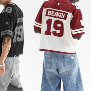 Venta al por mayor de fútbol americano de diseño personalizado Retro Mesh Jersey 100% poliéster totalmente sublimación impresa cosecha de gran tamaño de secado rápido - Product Image 3