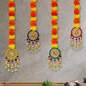 Tenture murale décorative Marigold, guirlande de souci orange, toile de fond de scène, toile de fond Haldi Mehendi, décoration de mariage, - Product Image 5