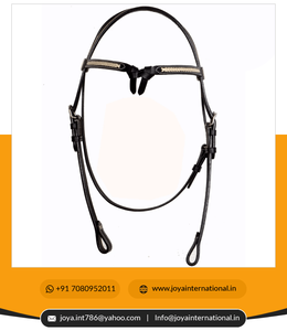 Cabecera de cuero marrón y blanco Occidental/tachuela de caballo de brida PVC y tejido de piel cruda no perenne para uso de carreras - Product Image 2