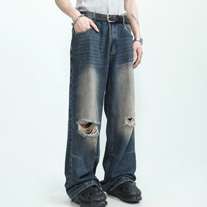 กางเกงยีนส์ขาบานสำหรับผู้ชายสีฟ้าอ่อนแนววินเทจกางเกงขาบานสำหรับฤดูใบไม้ร่วง - Product Image 2