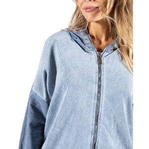 Sudadera con Capucha Estilo Acid Wash para Mujer, con Cierre, 400GSM, Algodón Casual, Fabricante OEM de Marca Privada Personalizada - Product Image 3