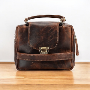 Kit Dopp de cuero genuino para hombres, organizador de artículos de tocador portátil de lujo con cierre de cremallera para uso en el hogar o el baño de viaje - Product Image 1