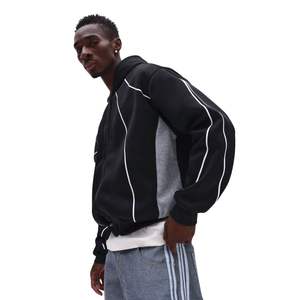 Sweat à capuche zippé en polaire épais pour homme avec surpiqûres contrastées, coupe ample, sweat à capuche zippé écologique - Product Image 5