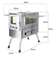 Poêle à bois portable en acier inoxydable avec four, chauffage de camping extérieur, cuisinière multifonctionnelle
