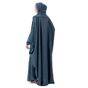 Abaya bleu acier drapé pour femmes, robe modeste musulmane, style Dubaï, kaftan islamique, jalabiya, robe longue à manches longues, robe de soirée fluide - Product Image 2