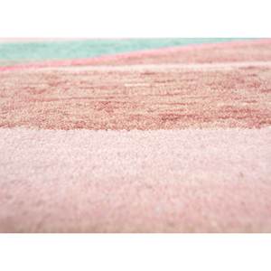 Tapis en laine et soie de bambou à motifs rayés Manchaha, noués à la main en rose et violet pour usage domestique - Les-1897 - Product Image 3