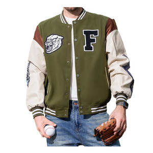 Chaqueta de béisbol para hombre de alta calidad del fabricante personalizado, diseño de grafiti de moda, logotipo bordado personalizado, lona hecha - Product Image 4