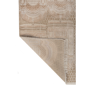 Khidki Beige & Brown Geometric <b>Pattern</b> Hand Knotted Wool & Bamboo Silk Rugs 10mm Thick for Home Hallway Bedroom-LRB-1819 - Product Image 5