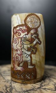 Mug à boire en corne artisanale traditionnelle, mug à boire en corne nordique, aspect authentique, mug à boire en corne pour la maison - Product Image 3